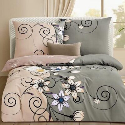 Komplet Pościeli Satyna Bawełniana Kwiaty