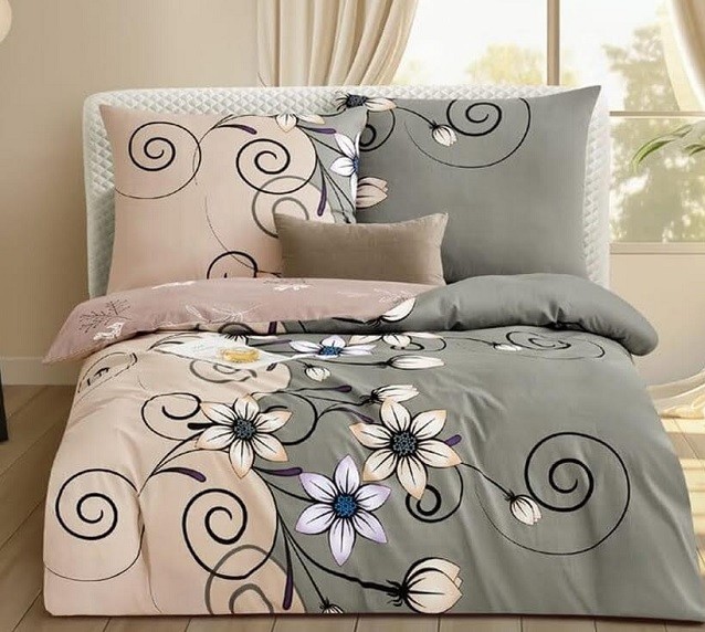 Komplet Pościeli Satyna Bawełniana Kwiaty