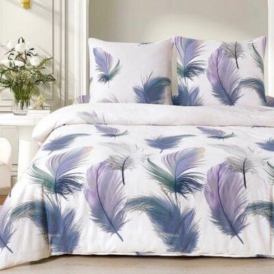 Komplet Pościeli Satyna Bawełniana Piórka