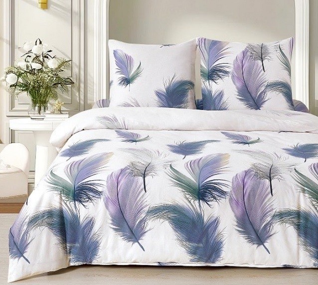 Komplet Pościeli Satyna Bawełniana Piórka