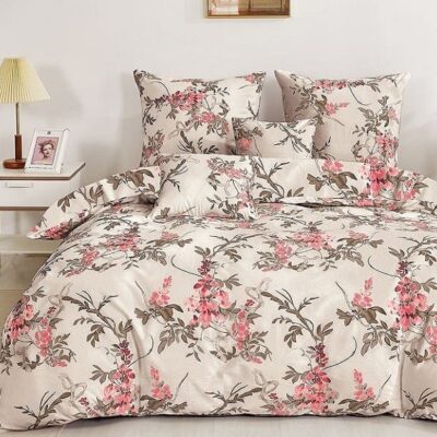 Komplet Pościeli Satyna Bawełniana Kwiatki