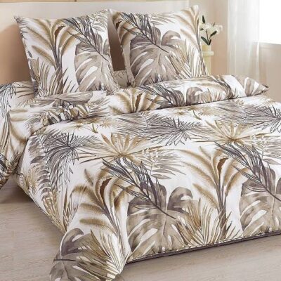 Komplet Pościeli Satyna Bawełniana Liście