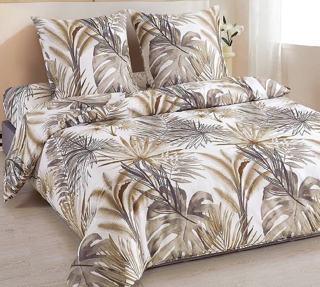 Komplet Pościeli Satyna Bawełniana Liście