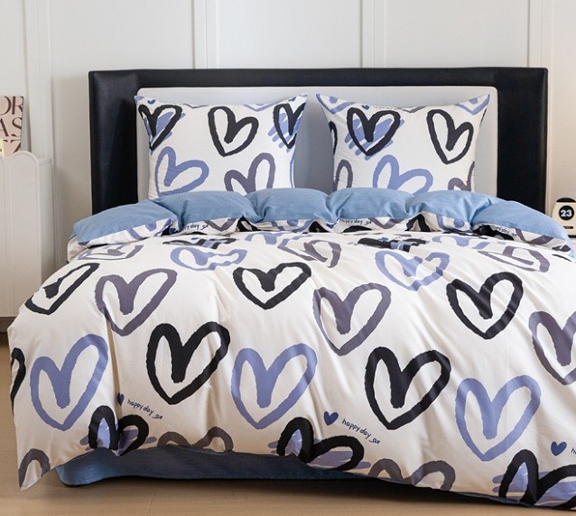 Komplet Pościeli Satyna Bawełniana Serca