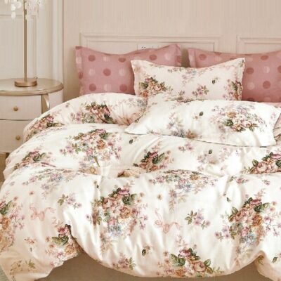 Komplet Pościeli Satyna Bawełniana Bukiet