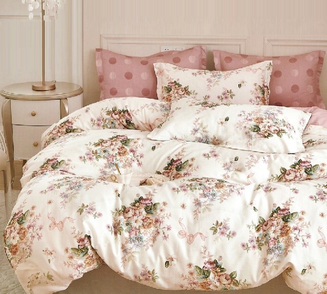 Komplet Pościeli Satyna Bawełniana Bukiet