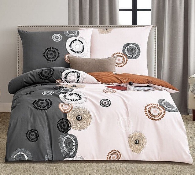 Komplet Pościeli Satyna Bawełniana Rozety