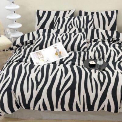 Komplet Pościeli Satyna Bawełniana Zebra