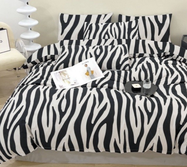 Komplet Pościeli Satyna Bawełniana Zebra
