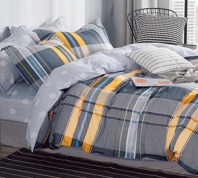 Komplet Pościeli Satyna Bawełniana Kratka