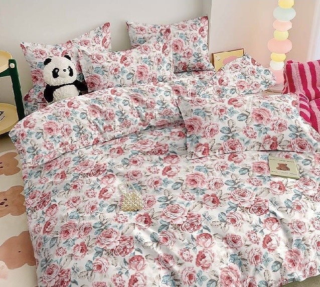 Komplet Pościeli Satyna Bawełniana Róże