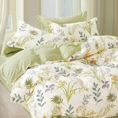 Komplet Pościeli Satyna Bawełniana Liście