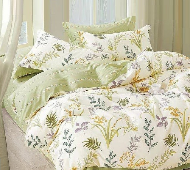 Komplet Pościeli Satyna Bawełniana Liście