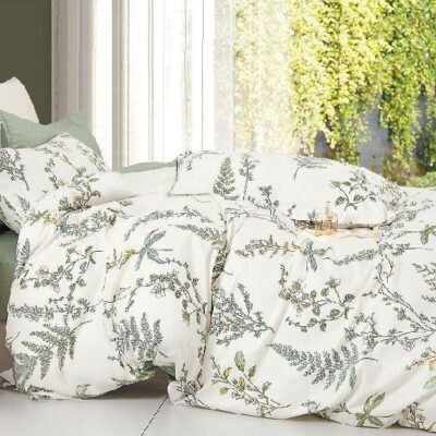 Komplet Pościeli Satyna Bawełniana Liście