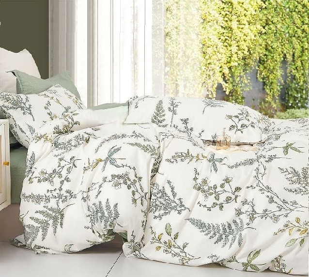 Komplet Pościeli Satyna Bawełniana Liście