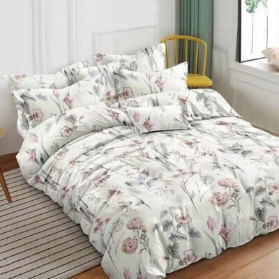 Komplet Pościeli Satyna Bawełniana Kwiaty