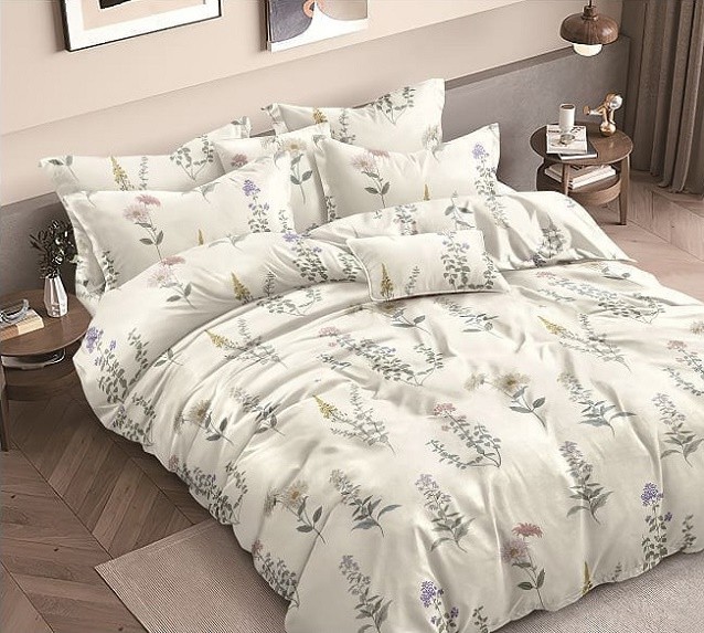 Komplet Pościeli Satyna Bawełniana Kwiaty