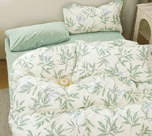 Komplet Pościeli Satyna Bawełniana Liście