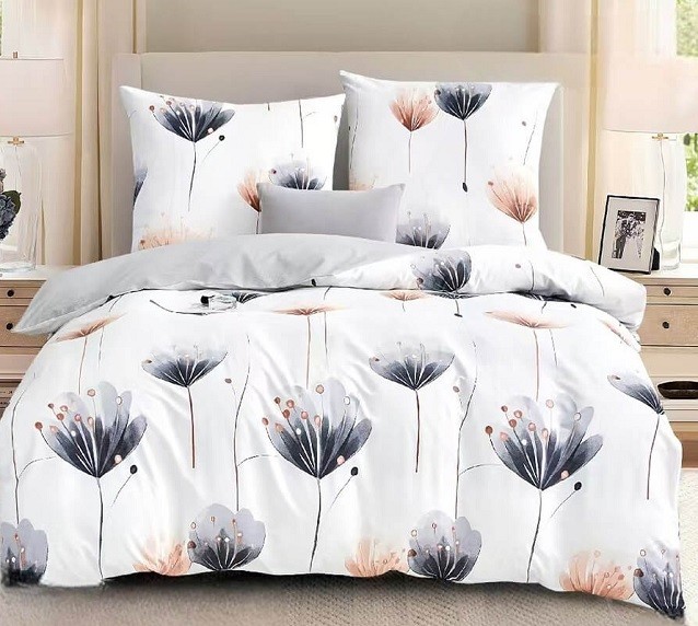 Komplet Pościeli Satyna Bawełniana Kwiaty
