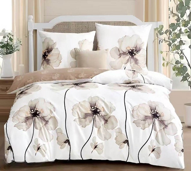 Komplet Pościeli Satyna Bawełniana Kwiaty