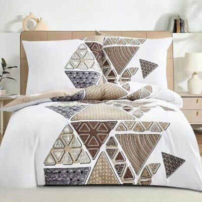 Komplet Pościeli Satyna Bawełniana Trójkąty