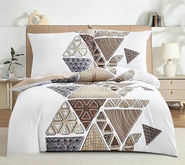 Komplet Pościeli Satyna Bawełniana Trójkąty