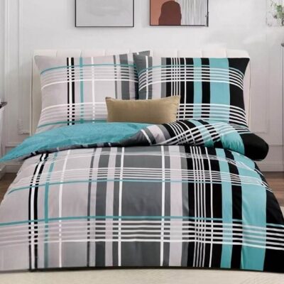 Komplet Pościeli Satyna Bawełniana Kratka