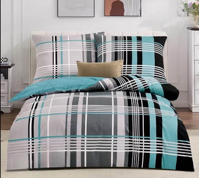 Komplet Pościeli Satyna Bawełniana Kratka