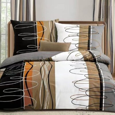 Komplet Pościeli Satyna Bawełniana Fale