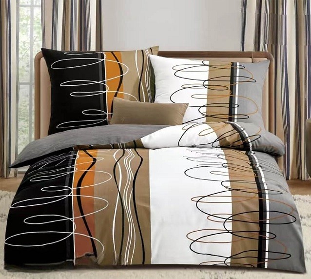 Komplet Pościeli Satyna Bawełniana Fale