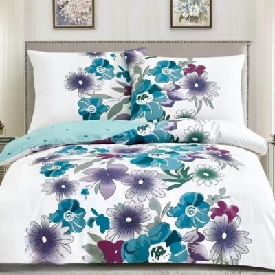 Komplet Pościeli Satyna Bawełniana Kwiaty