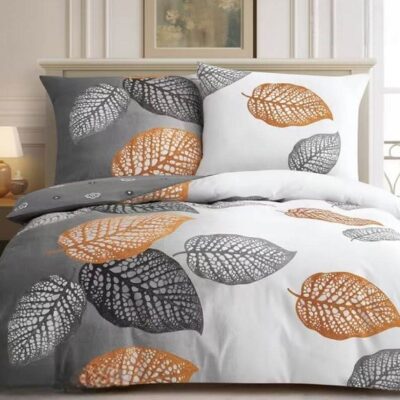 Komplet Pościeli Satyna Bawełniana Liście