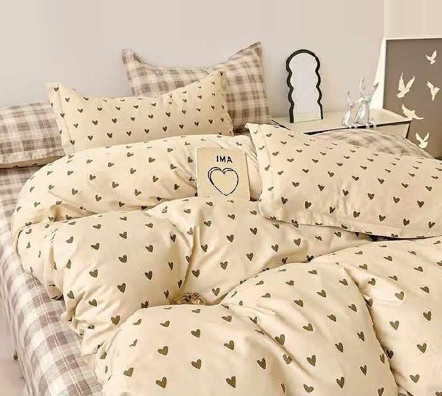 Komplet Pościeli Satyna Bawełniana Serduszka