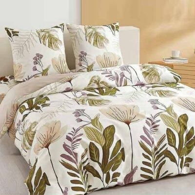 Komplet Pościeli Satyna Bawełniana Liście