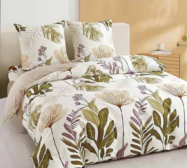 Komplet Pościeli Satyna Bawełniana Liście