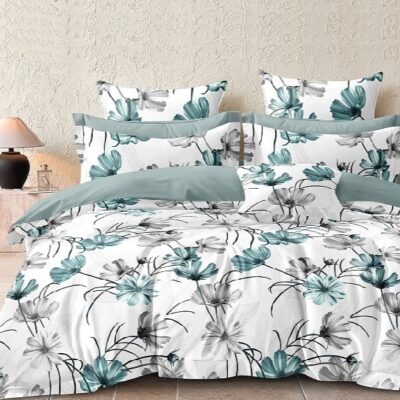 Komplet Pościeli Satyna Bawełniana Kwiatki