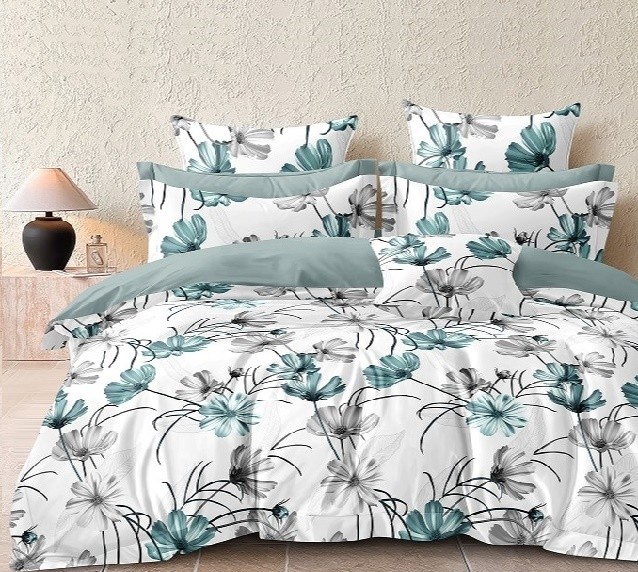 Komplet Pościeli Satyna Bawełniana Kwiatki