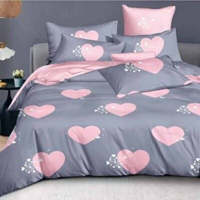Komplet Pościeli Satyna Bawełniana w Serca