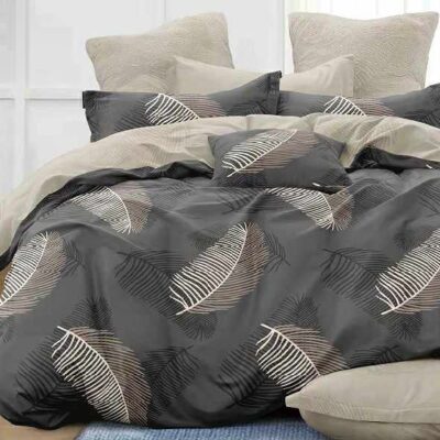 Komplet Pościeli Satyna Bawełniana Liście