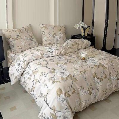 Komplet Pościeli Satyna Bawełniana Kwiaty