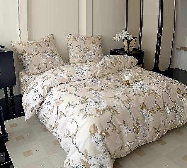 Komplet Pościeli Satyna Bawełniana Kwiaty