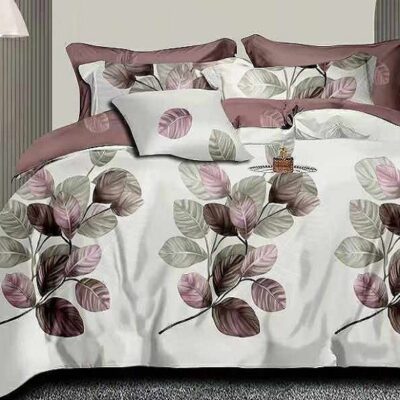 Komplet Pościeli Satyna Bawełniana Liście