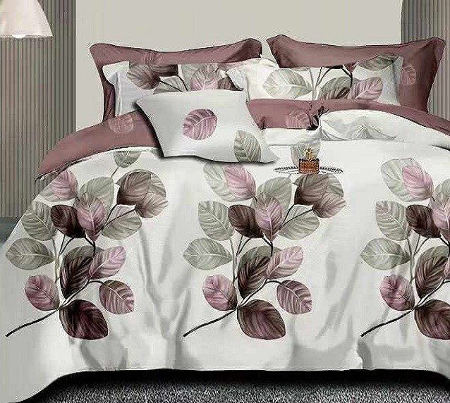 Komplet Pościeli Satyna Bawełniana Liście